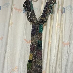 Free People Multicolor Crochet French File  Maxi Dress S